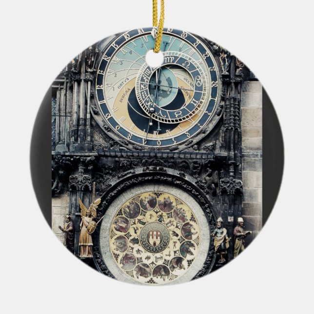 Prague Orloj Ceramic Tree Decoration (Front)