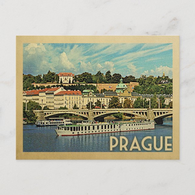 Prague Postcard Czech Republic Vintage Travel (Front)