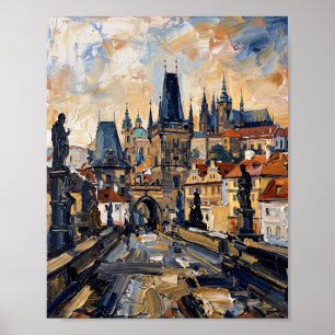 Prague Poster Luxury Abstract Oil Painting