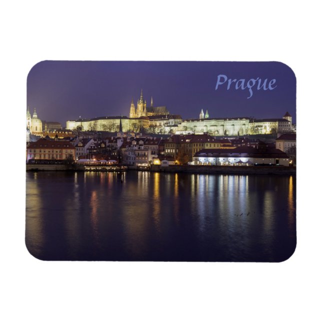 Prague River and castle view souvenir photo Magnet (Horizontal)