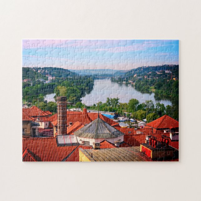 Prague Rooftops, Vltava River from Vyšehrad /Czech Jigsaw Puzzle (Horizontal)