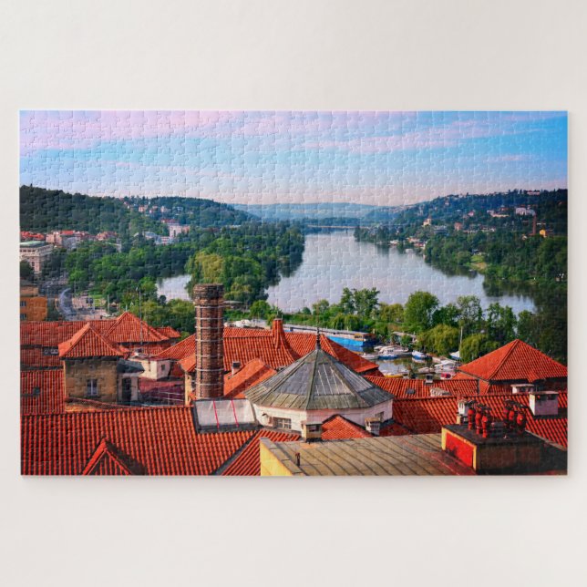 Prague Rooftops, Vltava River views /Vyšehrad Jigsaw Puzzle (Horizontal)
