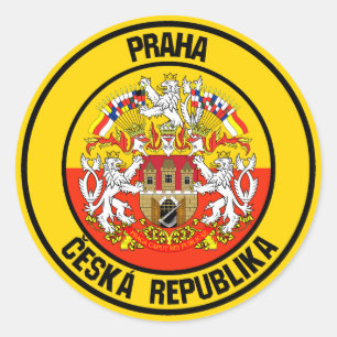 Prague Round Emblem Classic Round Sticker