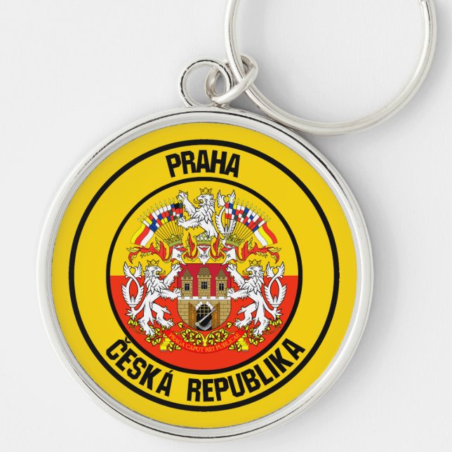 Prague Round Emblem Key Ring (Front)