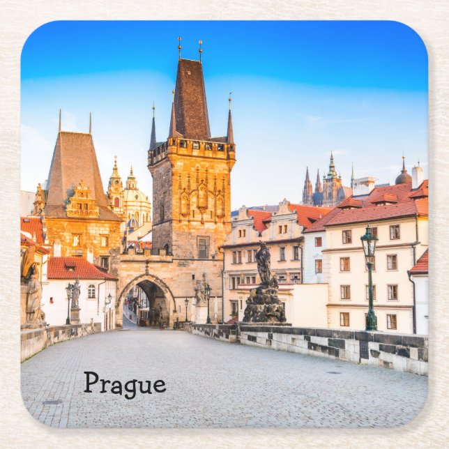 Prague Square Paper Coaster (Front)