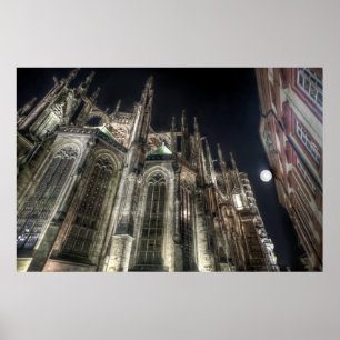 Prague St.Vitus Cathedral Night Poster