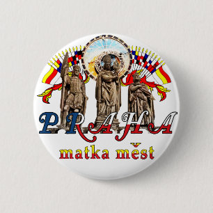 Prague-themed graphic design 6 cm round badge