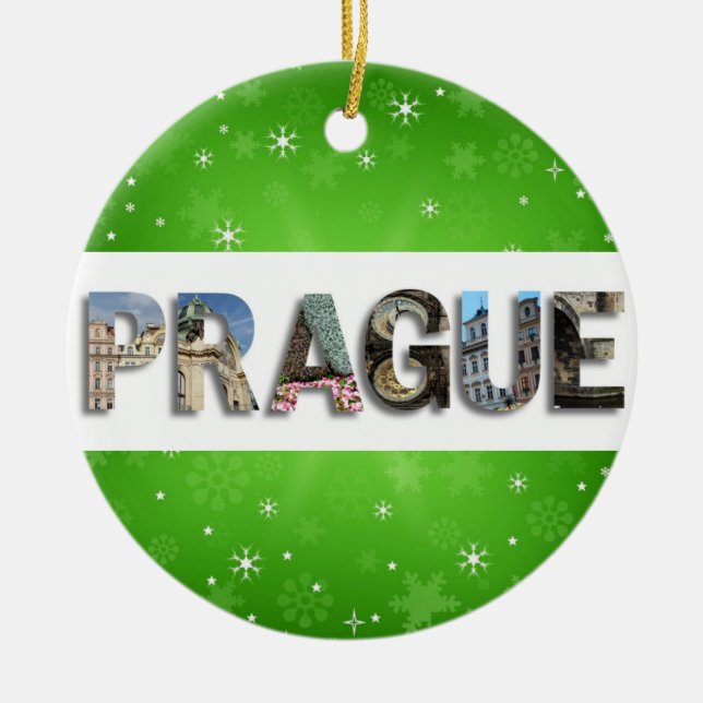 Prague Travel Photos Czech Christmas Ceramic Tree Decoration (Front)