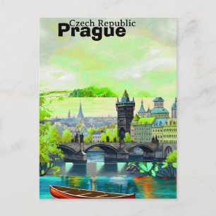 Prague Travel Postcard Art, Prague Postcard, Pragu