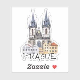 Prague Tyn Church Czech Republic Watercolor
