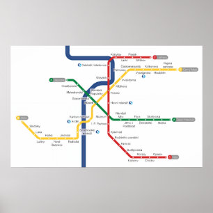 Prague underground railway folder poster