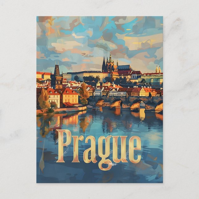 Prague vintage art postcard (Front)