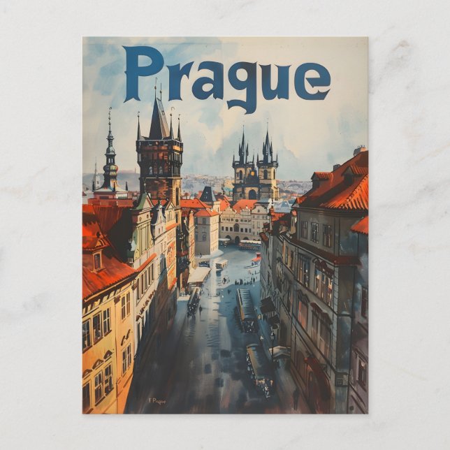 Prague Vintage Postcard (Front)