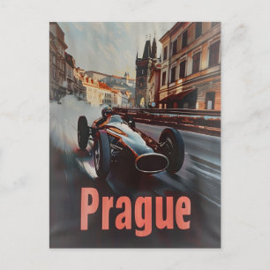 Prague vintage racing car postcard