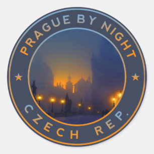 Praha by Night. Czech Republic Prague Classic Round Sticker