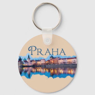 Praha: Evening Skyline Key Ring