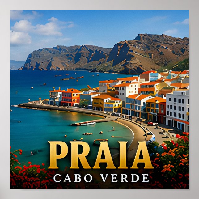 Praia Atlantic Cliffs and Island Beauty Poster (Front)