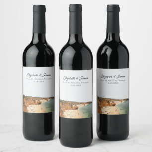 Praia de Albufeira Portugal Wedding Personalised Wine Label