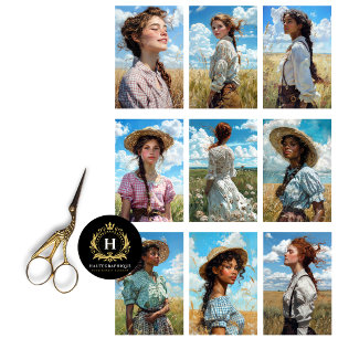 Prairie Cow Girl Country Western Rustic Decoupage Tissue Paper