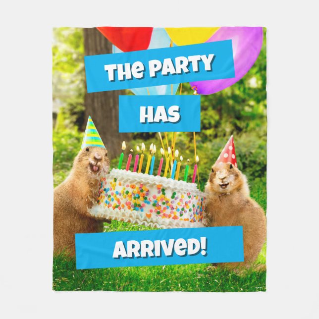 Prairie Dog Birthday Party Fleece Blanket (Front)