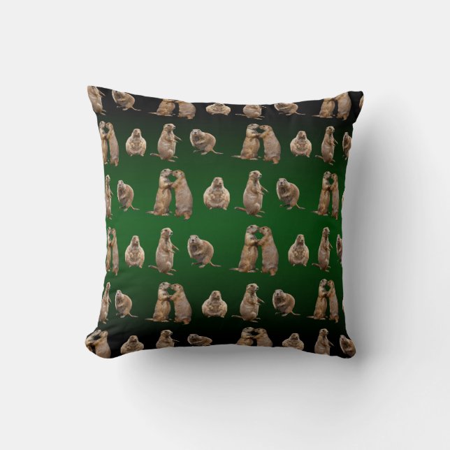 Prairie Dog Frenzy Pillow (Green Mix) (Front)