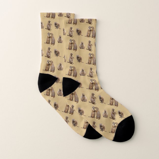 Prairie Dog Frenzy Socks (Gold) (Pair)