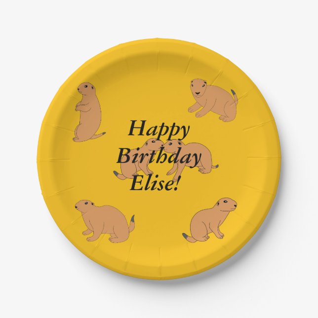 Prairie Dogs Birthday Paper Plate (Front)