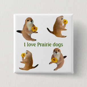prairie dog's stuffed toy 15 cm square badge