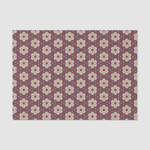 Prairie Elegance Muted Red & Cream Floral Heritage Tissue Paper