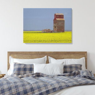 Prairie Elevator Landscape Stretch Canvas Print