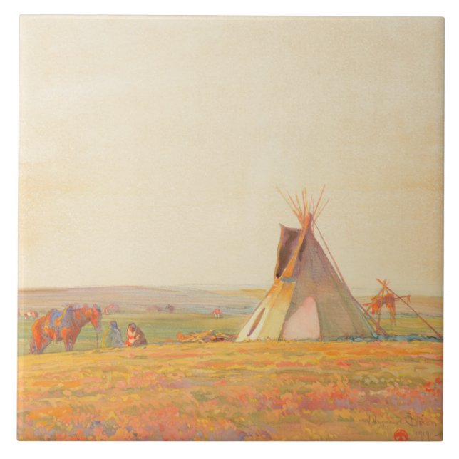 Prairie Evening by Maynard Dixon Tile (Front)