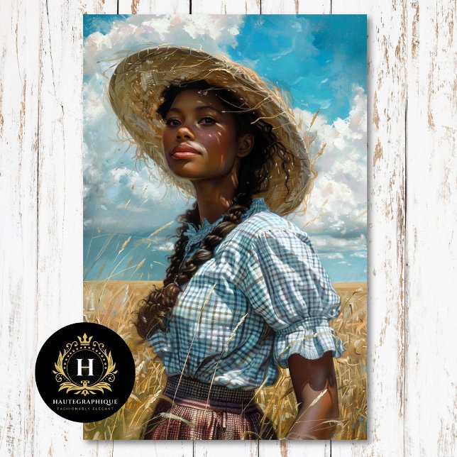 Prairie Girl Braided Hair Blue Gingham Découpage Tissue Paper (Creator Uploaded)