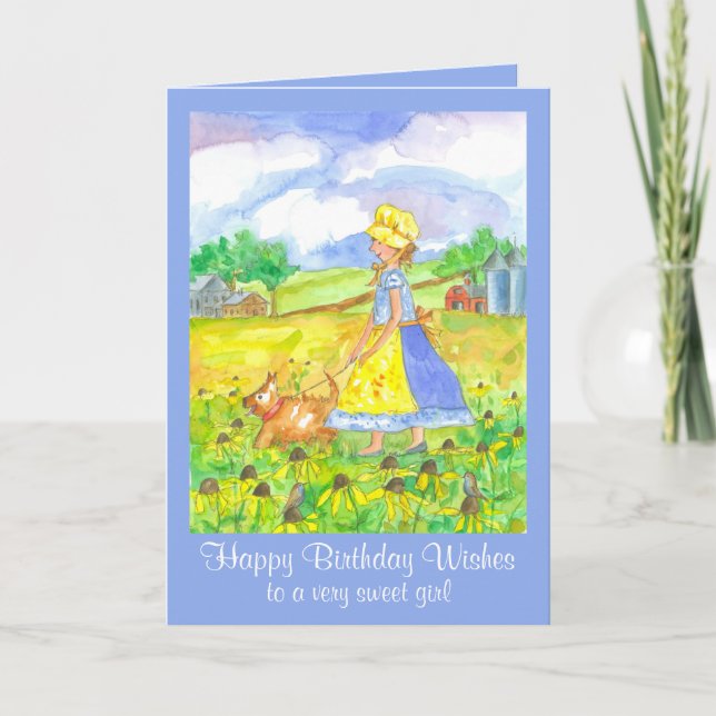 Prairie Girl Farm House Happy Birthday Card (Front)