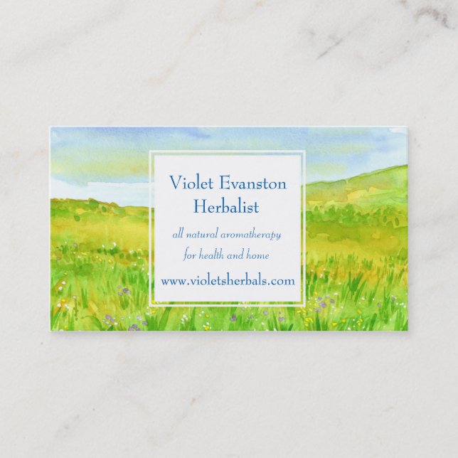 Prairie Grass Wildflower Meadow Herbal Business Card (Front)