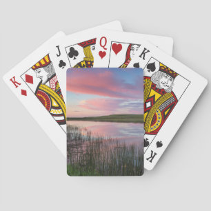 Prairie Pond Reflects Brilliant Sunrise Clouds Playing Cards