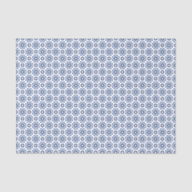 Prairie Porcelain Indigo Dismal Frontier Motif Tissue Paper (Front)