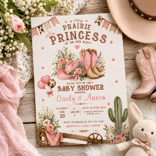 Prairie Princess Western Baby Shower Invitation