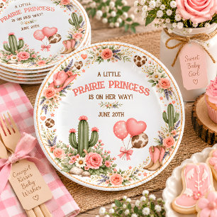 Prairie Princess Western Baby Shower Paper Plate