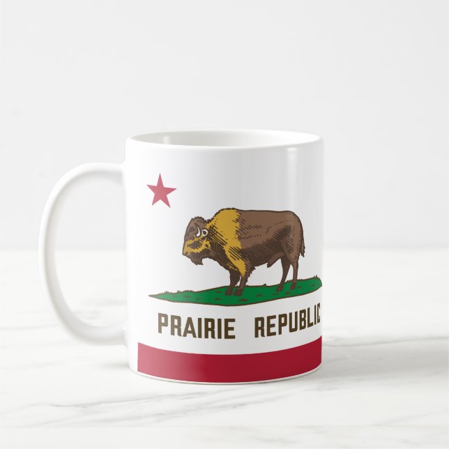 Prairie Republic Bison Flag Great Plains Coffee Mug (Left)