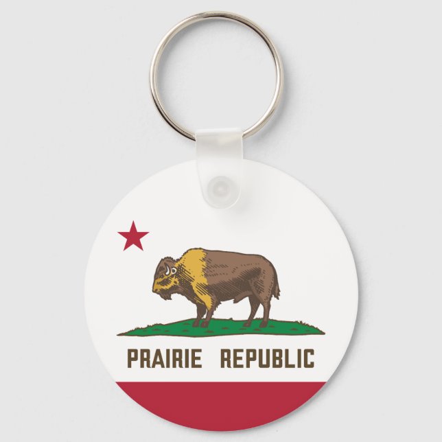 Prairie Republic Bison Flag Great Plains Key Ring (Front)