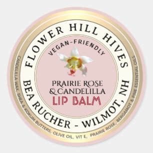 PRAIRIE ROSE Candelilla wax Lip Balm Label 