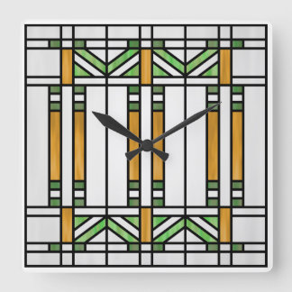 Prairie School Style Interpretation No. 4 Square Wall Clock