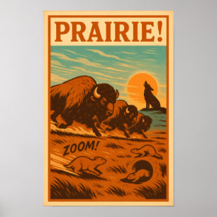 Prairie Stampede – Bison, Prairie Dogs Poster