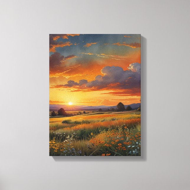 Prairie Watercolor Canvas Wall Art  (Front)