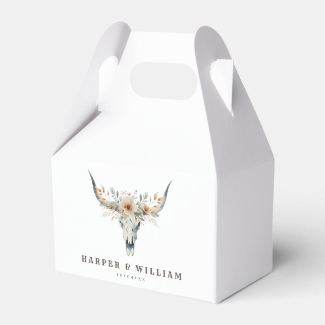 Prairie wedding longhorn skull favour box (Front Side)