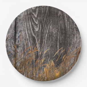 Prairie Wheat On Barn Board Paper Plate