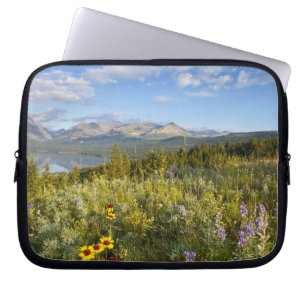 Prairie wildflowers and Lower Two Medicine Lake Laptop Sleeve