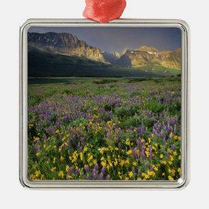 Prairie wildflowers fill meadow near Lake Metal Tree Decoration