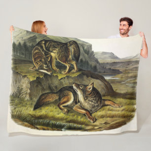 Prairie Wolf (Coyote) from Audubon's Quadrupeds Fl Fleece Blanket