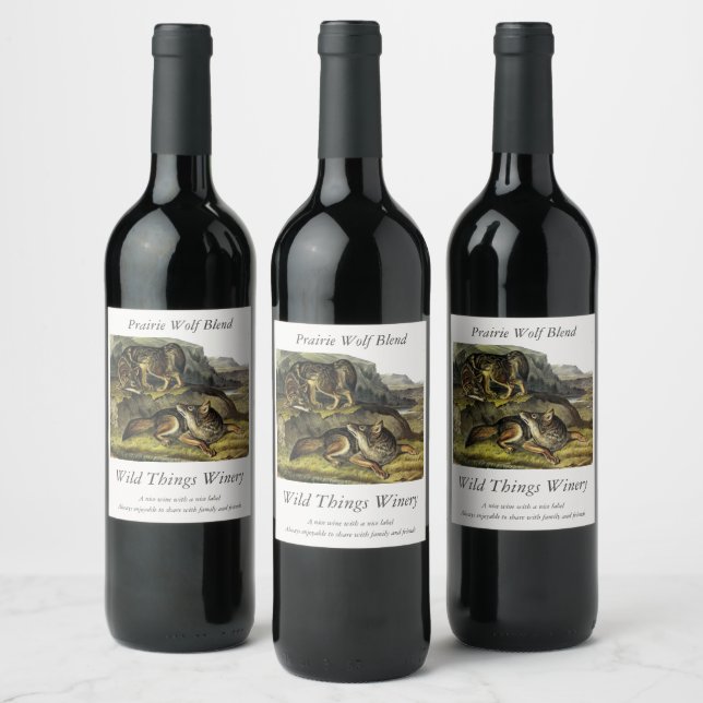 Prairie Wolf (Coyote) from Audubon's Quadrupeds Wine Label (Bottles)